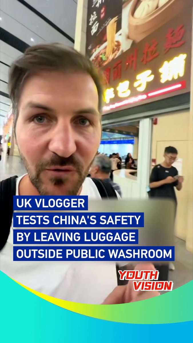 UK vlogger tests China's safety by leaving luggage outside public washroom #CoolChina