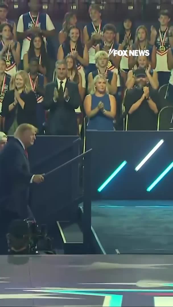 NOW: President Trump makes a big entrance at the Freedom 250 Patriot Games alongside Pat McAfee in Geneva, Ohio.