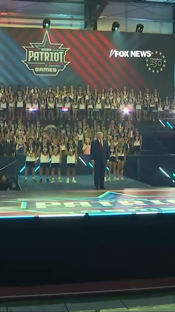 WATCH: President Trump salutes America during the playing of 'The Star-Spangled Banner' at the opening of the final day of Freedom 250 Patriot Games.