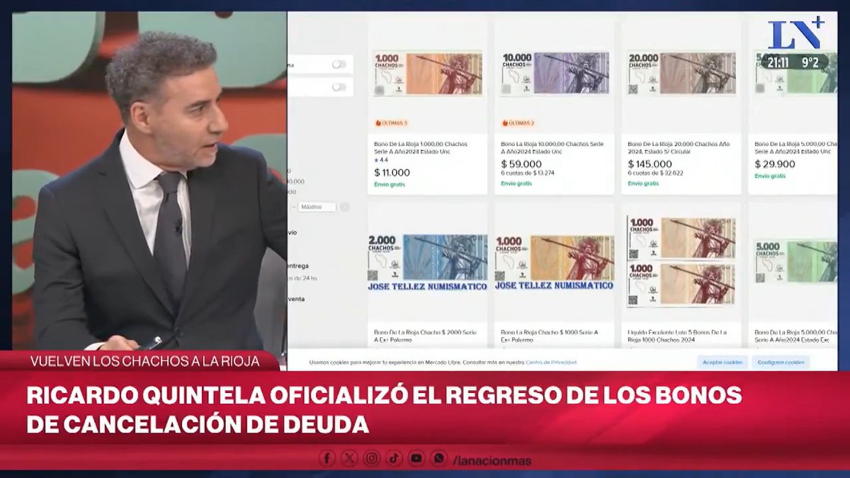 🔷 Lilia Lemoine contó que compró "Chachos" por internet La diputada reveló que adquirió la cuasimoneda de La Rioja para regalarla a un coleccionista: “Es un regalo meme; no vale absolutamente nada”. 👉 En Majul a las 20