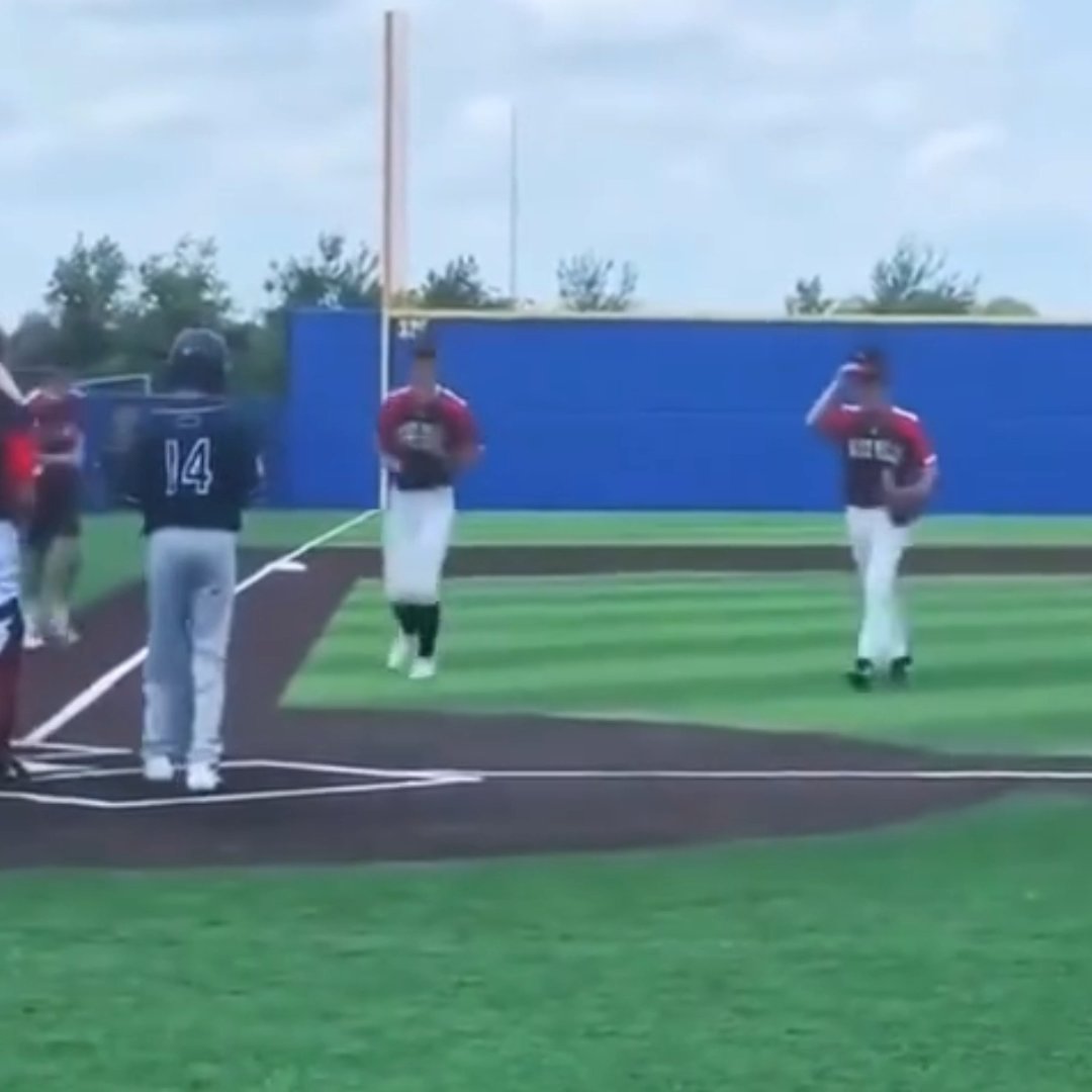 Before his first at-bat since undergoing brain surgery, every opposing player and coach lined up to shake his hand. A moment bigger than the game ❤️🥹