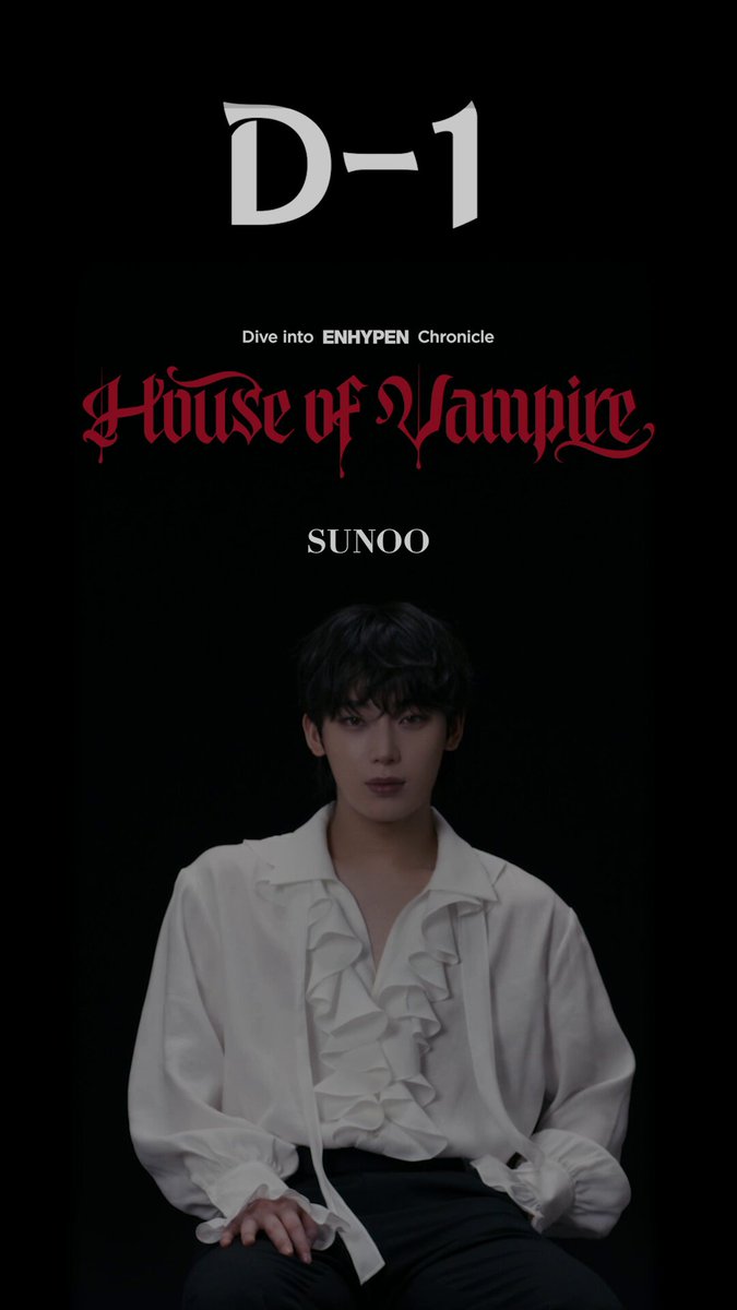 ENHYPEN 하우스 오브 뱀파이어 전시회 D-1 ENHYPEN 선우 『House of Vampire ~Dive into ENHYPEN Chronicle~』 ① 일정: 8/13(목) ~ 9/27(일) ② 장소: 아라아트센터(서울시 종로구 인사동 9길 26) ③ 예매처: 멜론티켓 #엔하이픈 #엔하이픈전시 #하우스오브뱀파이어 #ENHYPEN #EN_HouseofVampire #SUNOO