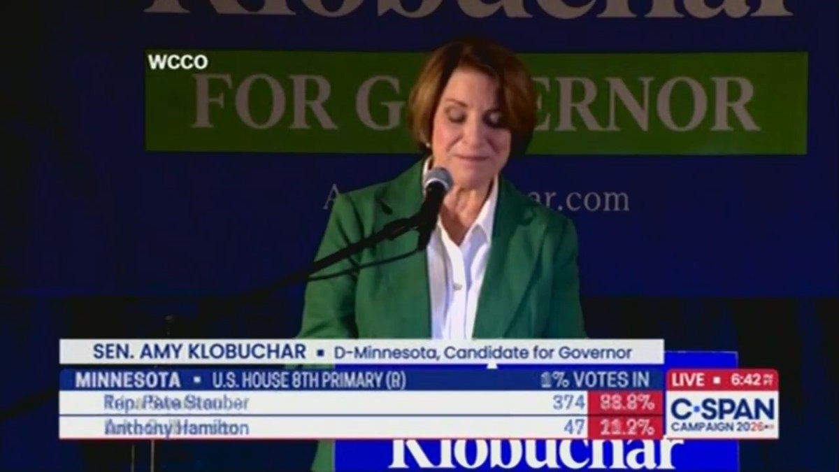 Fresh off her primary win, Minnesota DFL nominee for governor Amy Klobuchar: "In Minnesota, trust is not given. It's earned. That trust comes with an expectation which is results... making life more affordable... I will be a transformative governor."