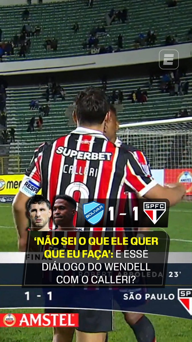 Calleri e Wendell conversaram após o jogo, e o lateral-esquerdo comentou com o zagueiro Domingos Duarte! Assista aos jogos AO VIVO da Conmebol Sul-Americana pela ESPN no Plano Premium do #DisneyPlus! #SulAmericanaNaESPN