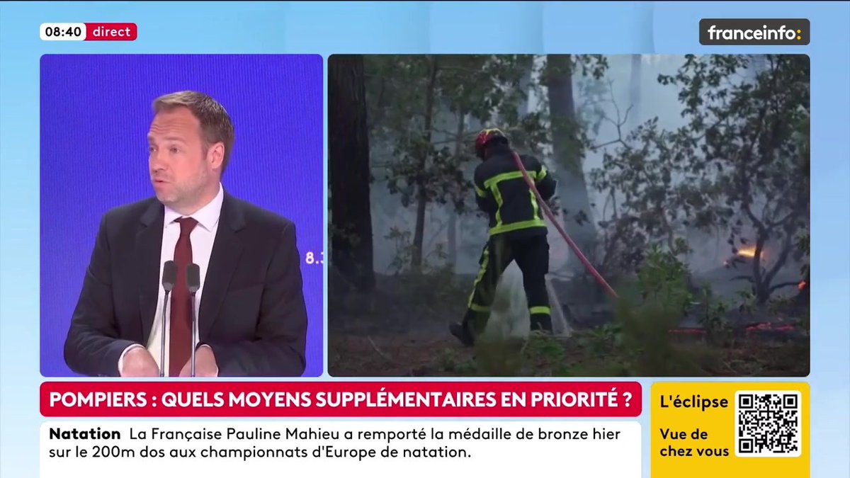 🔴 Lutte contre les incendies ➡️ "La France arrive à éteindre beaucoup plus vite les incendies et il y a beaucoup moins d’hectares brûlés par incendie en France que dans d’autres pays, car nous avons beaucoup de moyens […]", dit Jean-Didier Berger