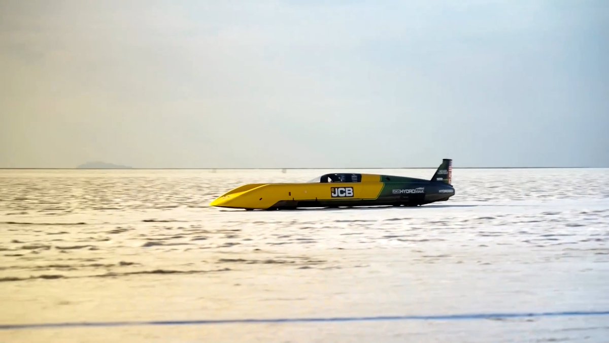Former fighter pilot Andy Green drove a JCB hydrogen-powered Hydromax car setting a world land speed record of 406 mph at the Bonneville Salt Flats in Utah