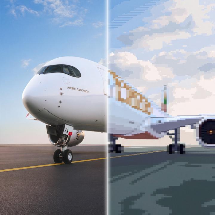 The Emirates A350: best viewed in high definition. 👾✈️