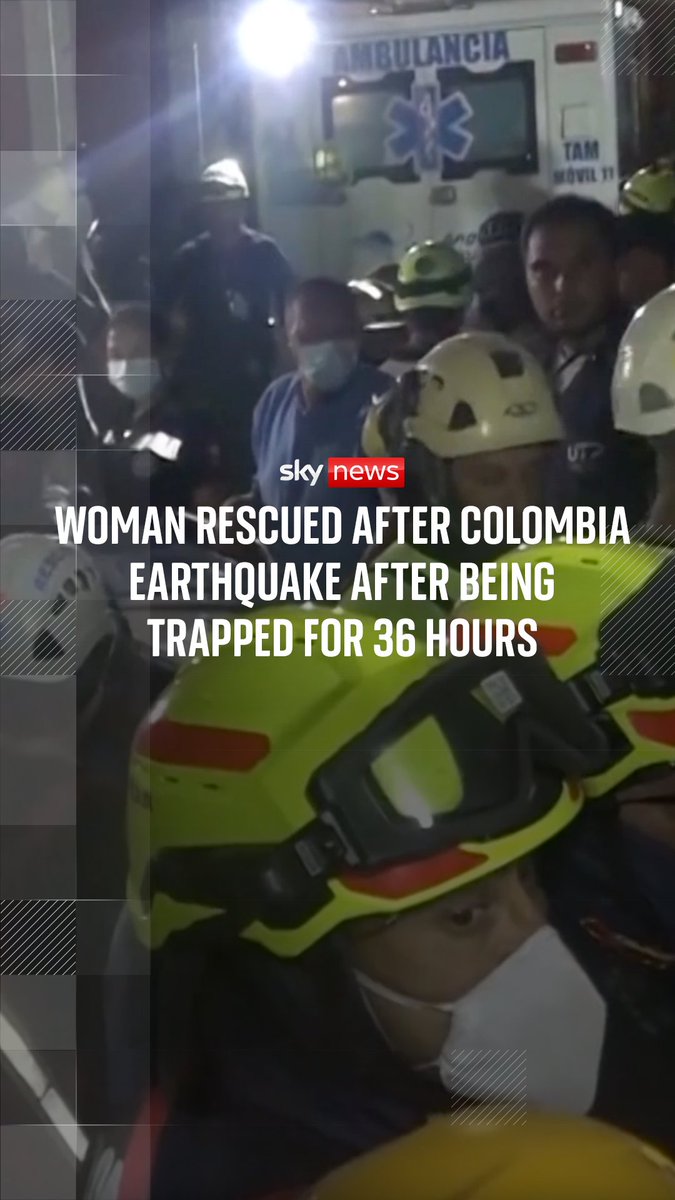 Colombian rescuers pulled a 32-year-old woman alive from the rubble as crews race to find more survivors in the wake of the strongest earthquake the country has experienced in a century. Applause broke out as the woman was rescued. Read more on Sky News: