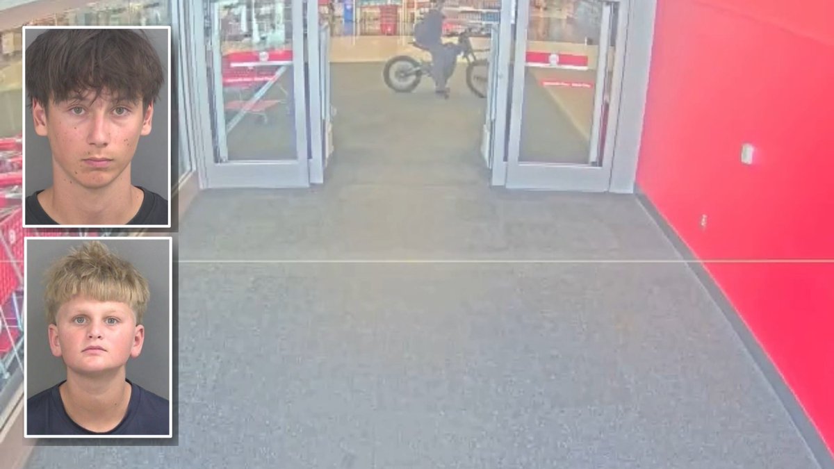 Two juveniles were arrested on felony charges after law enforcement held interviews with parents present after both boys were accused of riding e-motorcycles into a Target, doing "burnouts," inflicting property damage and crashing mobility scooters while blaring explicit music.