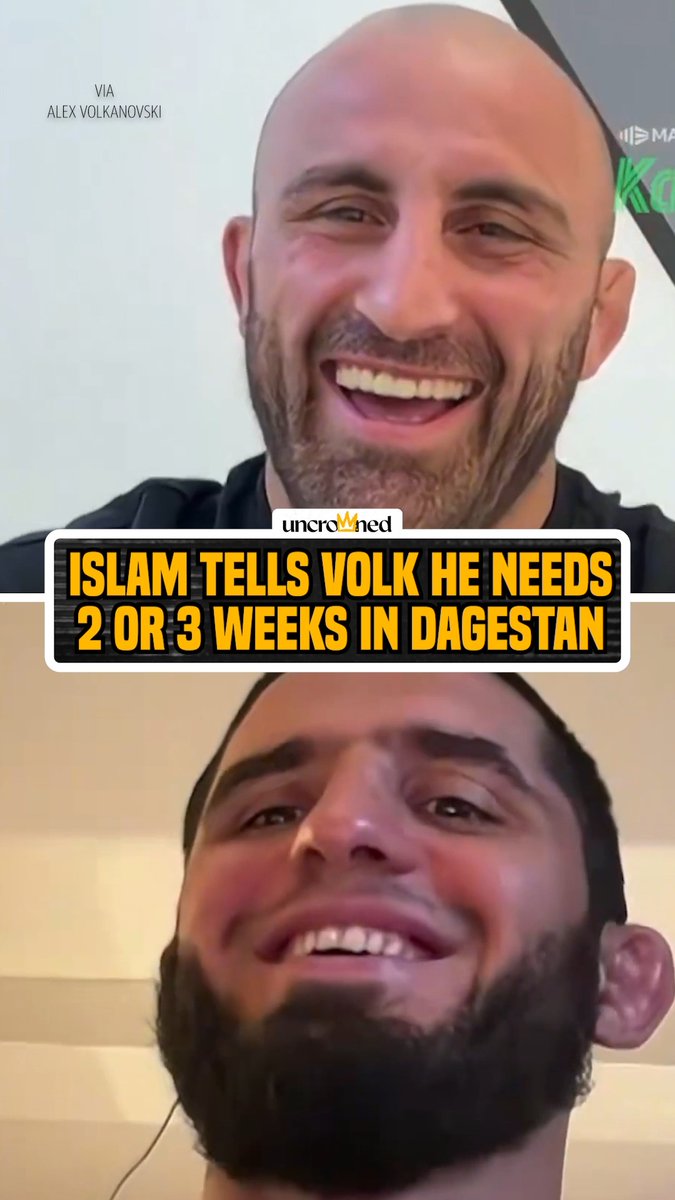 Islam: “Don’t say like Demetrious Johnson, ‘I have to ask my wife.’ Don’t say that bro.” Volk: “I will have to actually ask my wife.” Alex is the latest person to get the Dagestan invite from Islam 🌏🤼♂️ #UFC330
