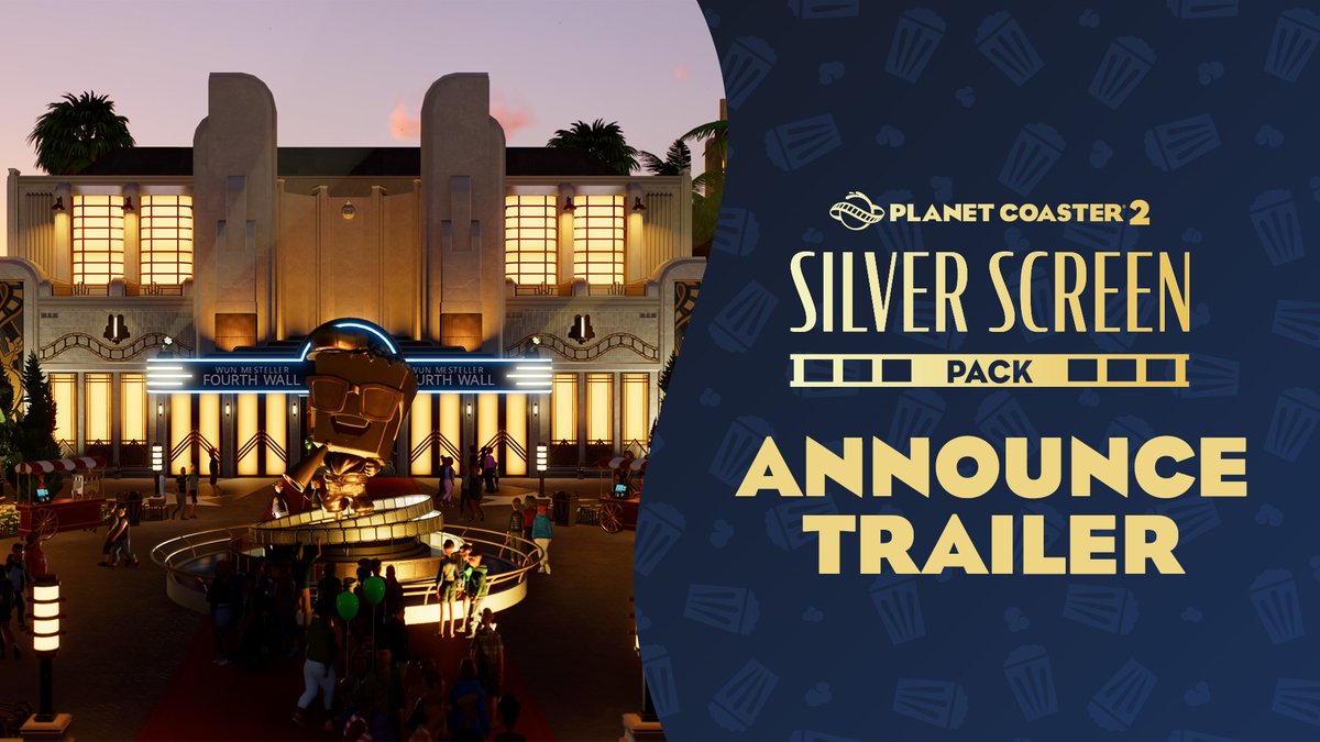 Cue the drama with the Silver Screen Pack! 🎬 Bring the golden age of cinema to life with... ✨ 650+ scenery items 🎢 7 thrill-filled rides 🍿 A new Entertainer - Cornell Butterworth! Coming to Planet Coaster 2 on all platforms on 19 August! Learn more: #PlanetCoaster2