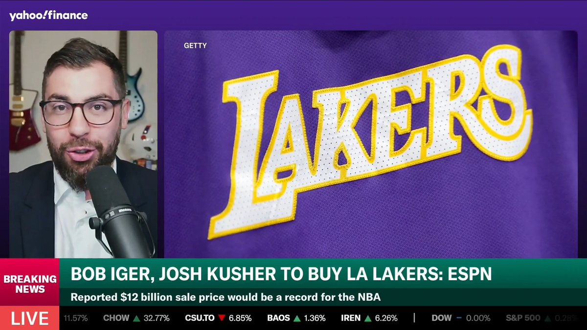 🚨 Breaking news. 🚨 Bob Iger and Josh Kusher are buying the LA Lakers for $12 billion. Yahoo Sports' Kevin O'Connor breaks down what to expect from the surprising deal.