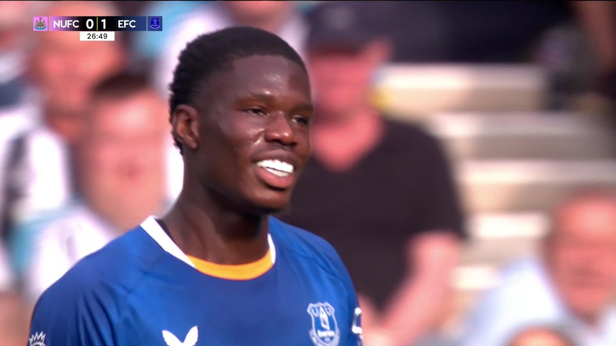 Thierno Barry opens the scoring for the Toffees The striker finishes well after a goal-saving tackle from James Tarkowski at the other end 👏