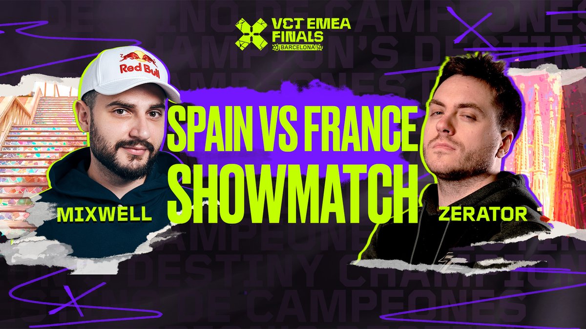 The Spain vs France rivalry is coming to #VCTEMEA 🇪🇸🇫🇷 Catch the Showmatch LIVE on August 29th from Stage 2 Barcelona Finals 🔥