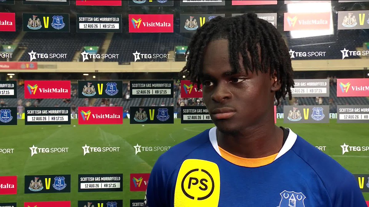🔵 Everton's Tyrique George reacts after his impressive display against Newcastle United "Europe was an aim last season, so hopefully we can do that this season" 🗣️