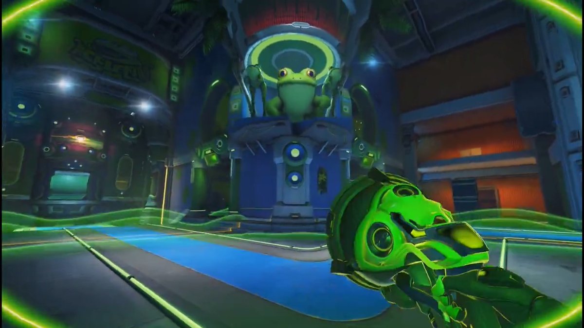 New #Overwatch Lucio Paraíso Easter Egg 🐸🎵 When using Lucio's ult while inside a club on the Paraíso map, which was reworked in S4, the music briefly changes, the lighting changes in some areas, and giant frog objects start dancing 🪩🕺