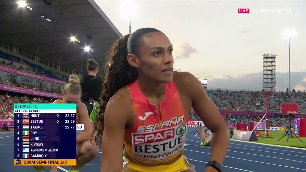 🇪🇸🔥 Cumpliendo con los pronósticos... y devolviendo la alegría a España 📌 Jaël Bestué, a la final de los 200m en otra carrera sobresaliente de Amy Hunt #EuropeanAthletics #Birmingham2026