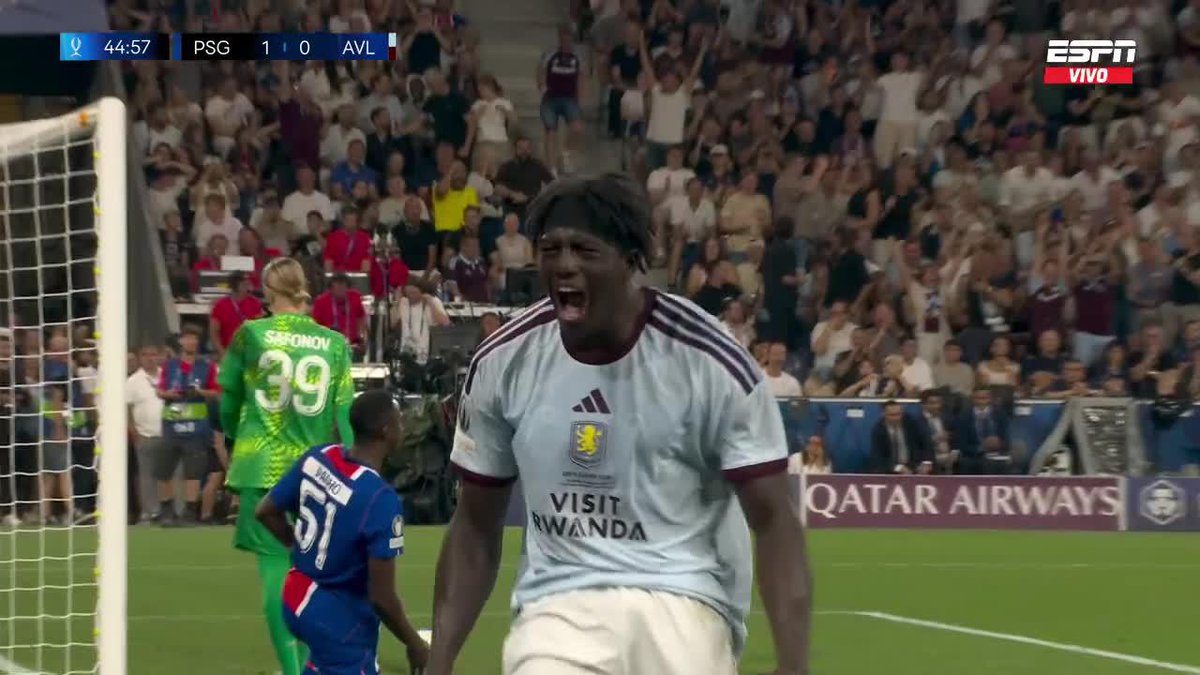 🤯🏴󠁧󠁢󠁥󠁮󠁧󠁿 BRIAN MADJO Y EL EMPATE 1-1 DEL ASTON VILLA AL PSG EN LA SUPERCOPA. 17 AÑOS, ¡CATEGORÍA 2009! 💎