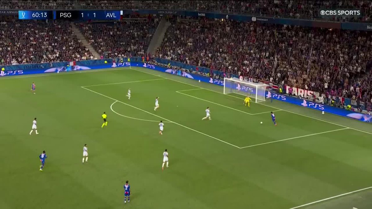 Beautiful finish from Désiré Doué 😍 The French winger puts PSG 2-1 up vs. Aston Villa after a VAR check for offside 🇫🇷 Stream PSG vs. Aston Villa in the UEFA Super Cup on Paramount+ 📺