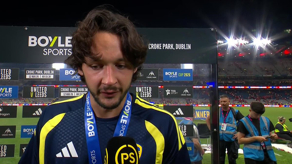⚪ Leeds United's James Trafford speaks after winning Player of the Match at Croke Park tonight "I can see everything that we're trying to do and achieve this season. So yeah, I'm loving it!" 🗣️