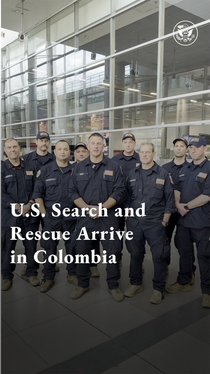 The Trump Administration has mobilized a Disaster Assistance Response Team and urban search-and-rescue teams to support President Abelardo De La Espriella’s response efforts following this week’s earthquake in Colombia. Fairfax County Urban Search & Rescue-VA-TF1/USA-01 is now on the ground to provide technical expertise and help save lives.