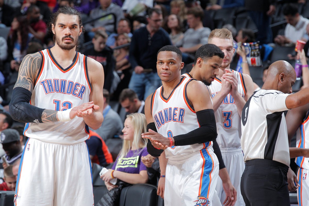This big-brain play between Russell Westbrook and Steven Adams...