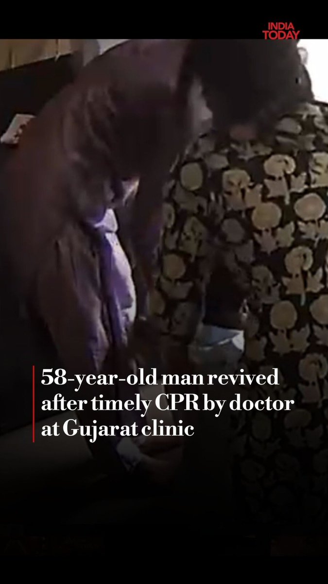A 58-year-old man was revived after suddenly collapsing during an OPD visit at a clinic in Selamba, Gujarat’s Narmada district. Dr Ritu Vasava and her team immediately performed CPR and provided emergency treatment, stabilising the patient. The incident was captured on CCTV. #IndiaTodaySocial #CPR #Gujarat #Narmada #LifeSaved
