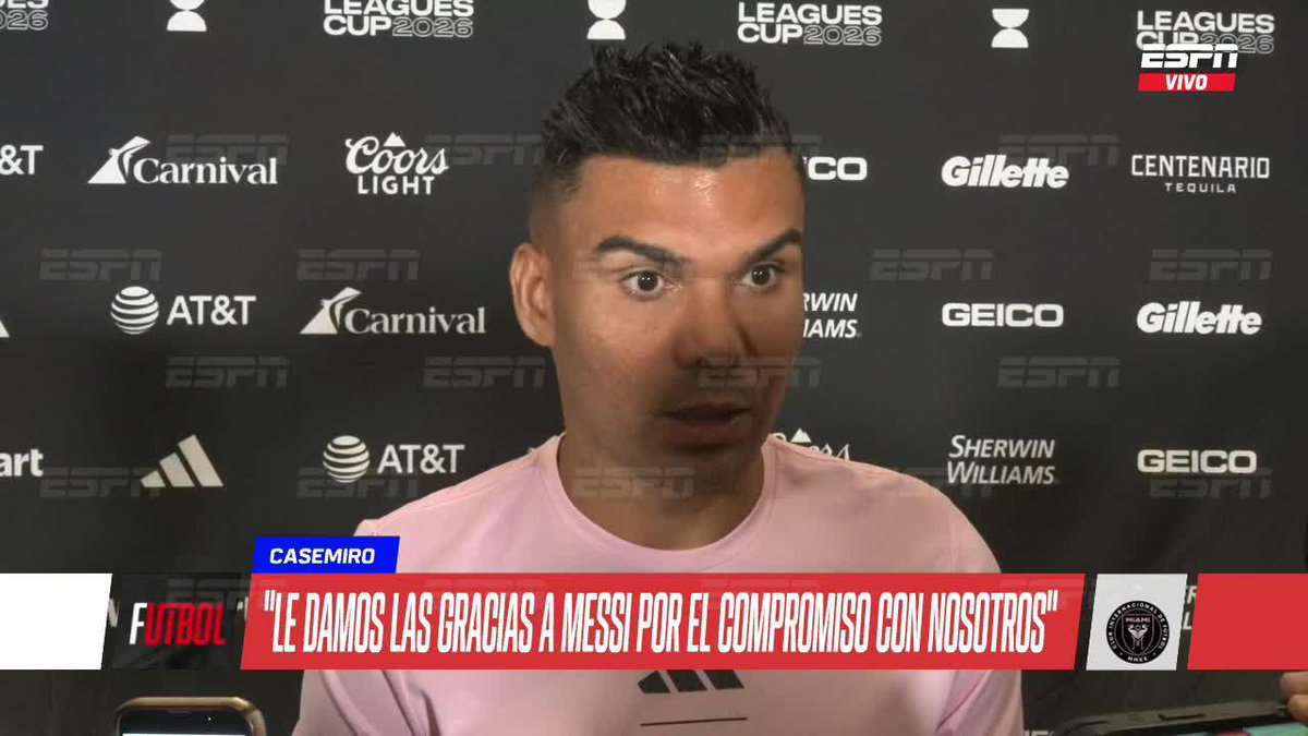 "ES UN EJEMPLO... NUNCA HABÍA VISTO ESO EN MI VIDA". A pesar de la derrota ante León que dejó al Inter Miami eliminado de la #LeaguesCup, Casemiro está AGRADECIDO por el regreso de Messi en un momento complicado de su vida. 📺 #DisneyPlus Plan Premium