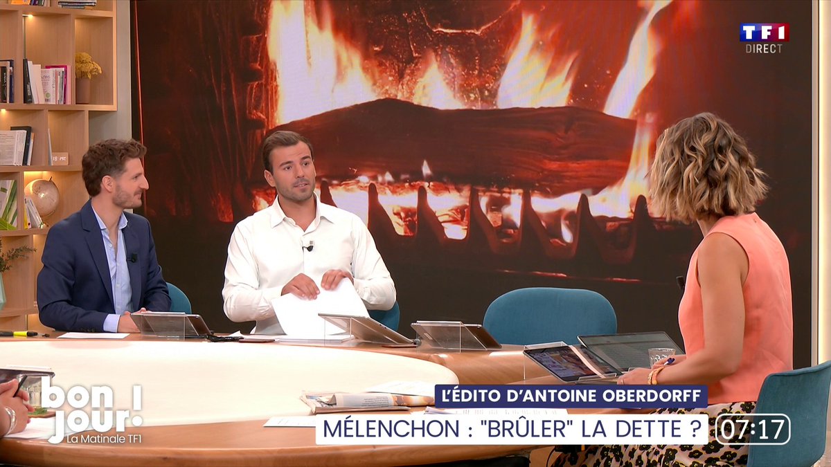 🔥 Jean-Luc Mélenchon propose de « foutre au feu » les titres de dette détenus par la Banque de France, soit 540,8 milliards d’euros. Sur le papier, cela revient simplement à effacer une ligne comptable interne. Mais derrière ce tour de passe-passe, il reste une question : qui prêtera encore à la France, et à quel prix, si elle continue dans le même temps à creuser massivement ses déficits ? À force de vouloir mettre le feu à la dette, le risque est surtout de s’immoler avec elle. 🎥 Mon édito dans #BonjourLaMatinaleTF1