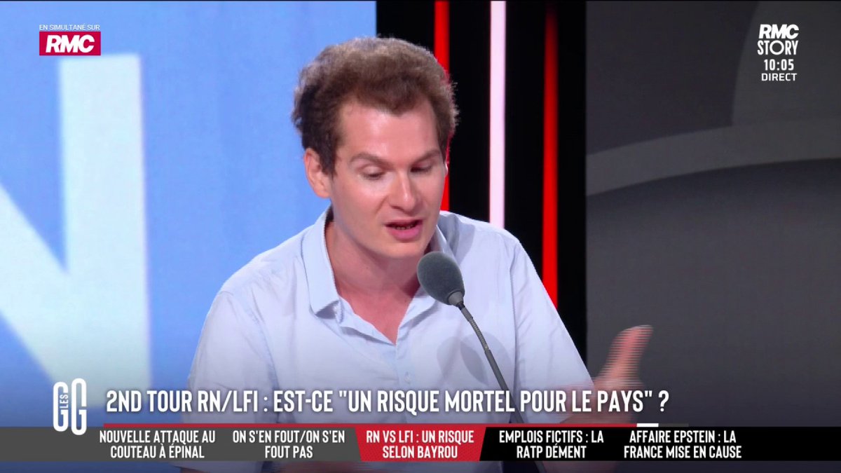 🗳️ Un second tour RN-LFI serait "un risque mortel" pour la France, selon François Bayrou 🎙️ Jean-Loup Bonnamy : "Où est le problème ? Ça s’appelle la démocratie et l’alternance. Avec M. Bayrou, on continuerait à appliquer les mêmes politiques qui nous ont menés dans le mur" #GGRMC