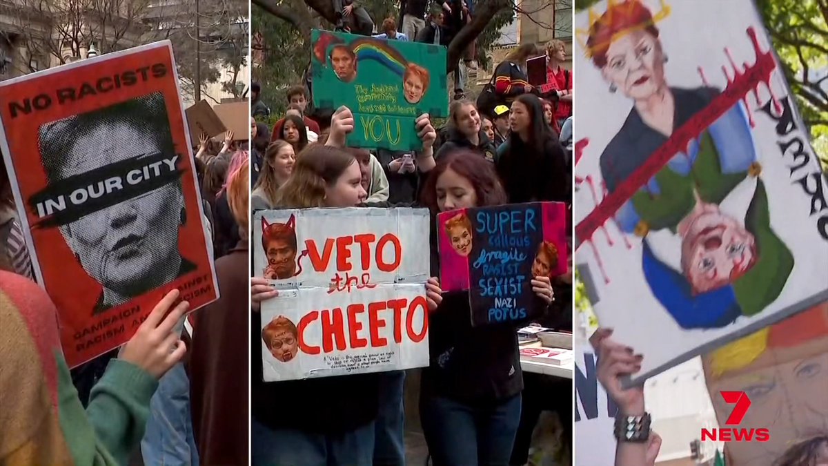 Most aren't old enough to vote, but it didn't stop thousands of school students ditching the classroom today to protest against Pauline Hanson.