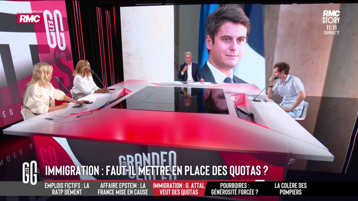 🛂 Immigration : Gabriel Attal propose des quotas "par métier" et "par zone géographique". Joëlle Dago-Serry : "C’est une excellente proposition. Gabriel Attal replace l’immigration sur le travail : on regarde de manière pragmatique, à l’image du Canada" #GGRMC