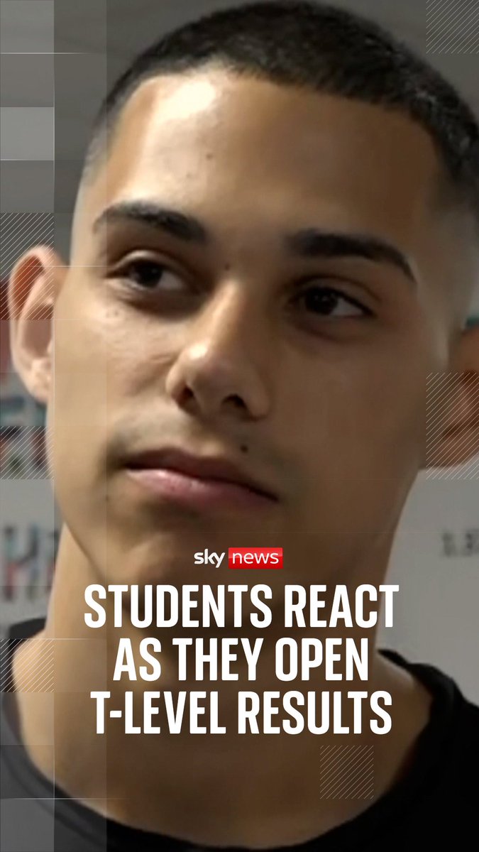 Sky News' Charlotte Leeming joins T-Level students as they open their results in Leeds. T-Level courses combine practical and knowledge-based learning at a school or college and on-the-job experience through an industry placement. Follow latest:
