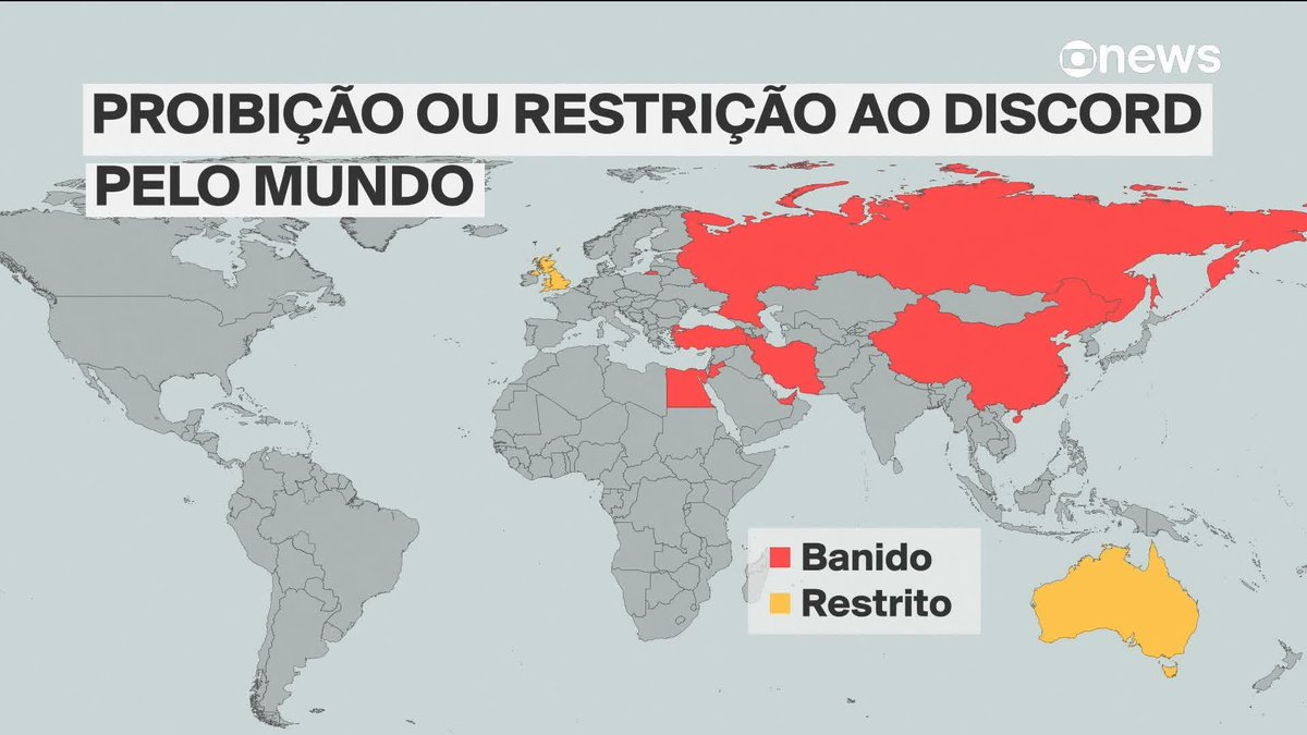 Veja outros países onde o Discord é banido ou tem acesso restrito para usuários. A ANPD suspendeu o acesso a lives da plataforma pelo Brasil, na quarta-feira (12). "O Brasil não está sozinho nessa luta contra plataformas abusivas", comenta a jornalista Mônica Waldvogel. ➡️#GloboNewsEmPonto de segunda a sexta, às 06h30, na #GloboNews #discord #mundo #ANPD #menoresdeidade