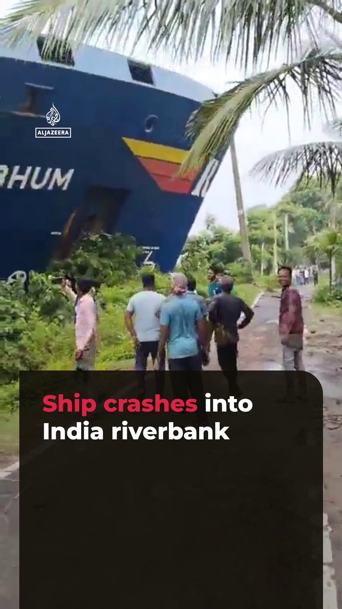 A Singapore-flagged container ship crashed into a bank of the Hooghly River in eastern India after reportedly suffering a steering failure while sailing to Kolkata port.