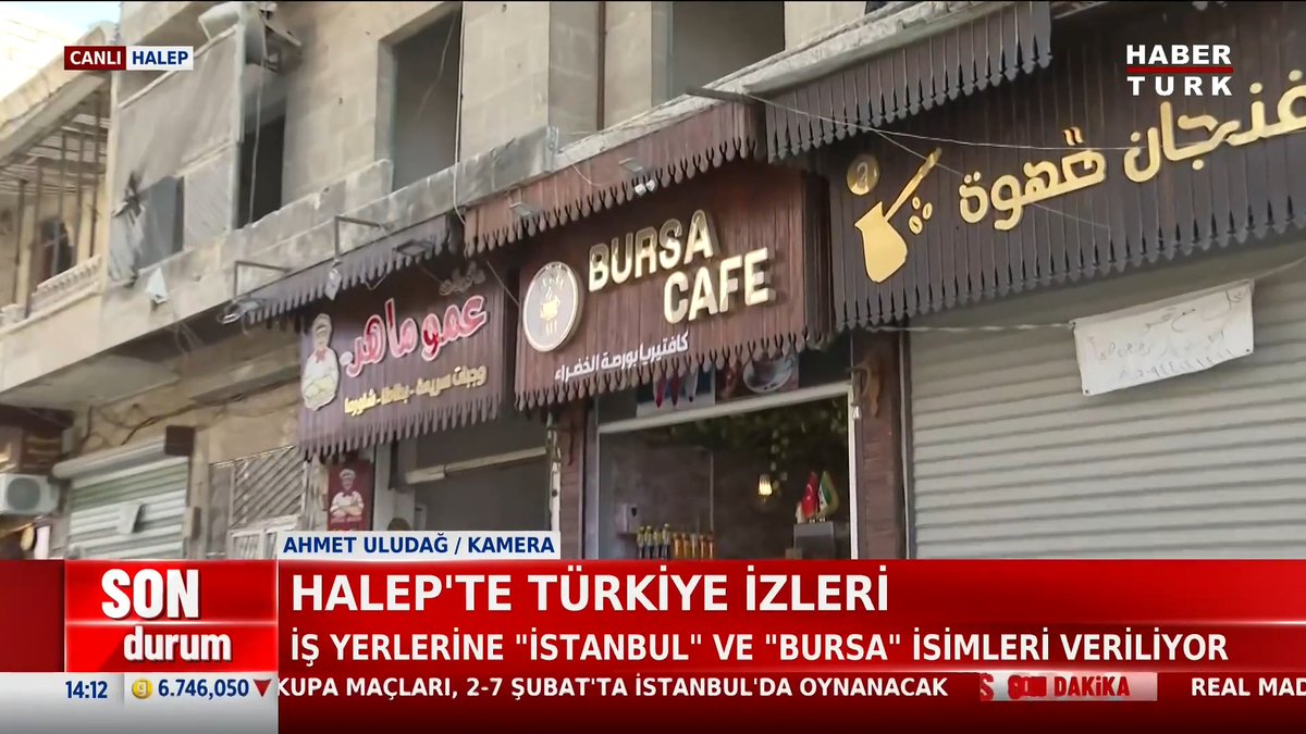 #SONDURUM - Habertürk ekibi Halep'te İş yerlerine "İstanbul" ve "Bursa" isimleri veriliyor.