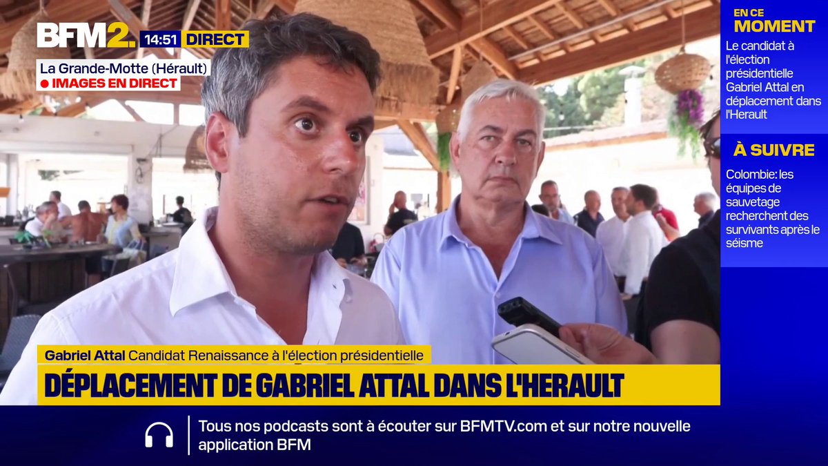 💬 "Il veut bordéliser, il veut ruiner aussi le pays" Gabriel Attal, candidat (Renaissance) à la présidentielle, sur les propos de Jean-Luc Mélenchon sur la dette française expliquant qu'"il suffit de prendre les titres et de les foutre au feu" #BFM2