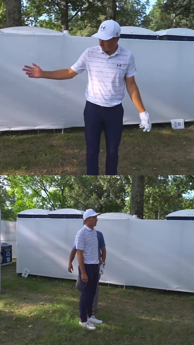 Jordan Spieth hit it by the porta-potties 🚽😅