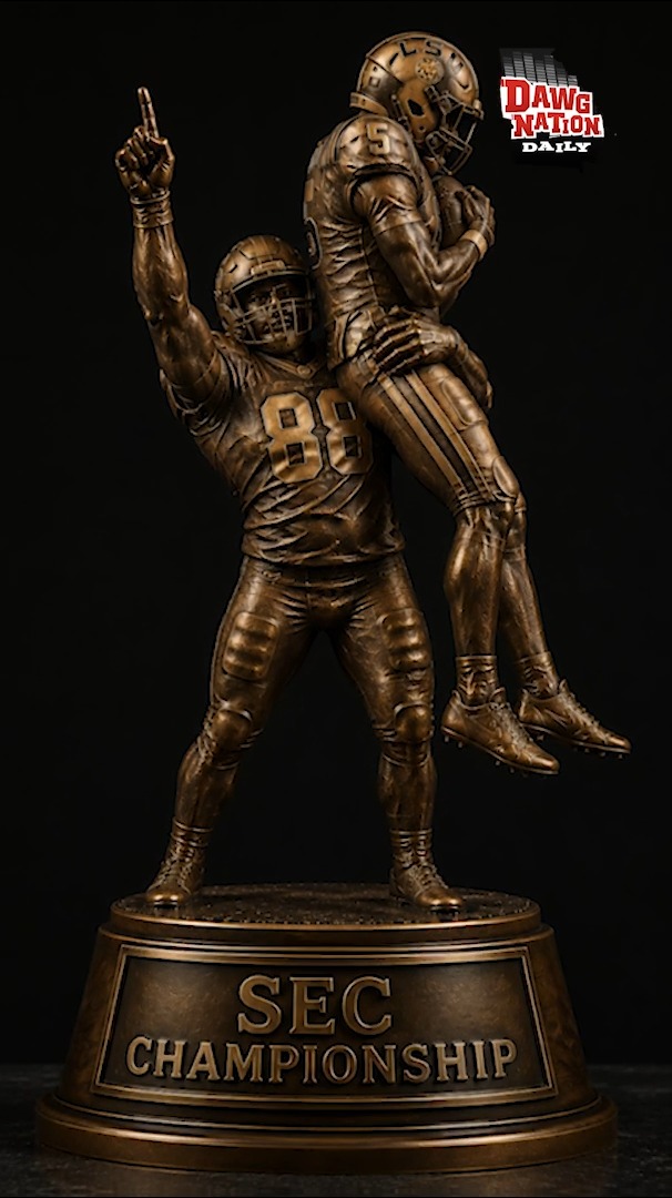 "They should bronze this and make it the SEC Championship trophy." — Brandon Adams 😆 Daniels and LSU can debate his jersey number all they want. This will always be the image of Daniels that lasts.