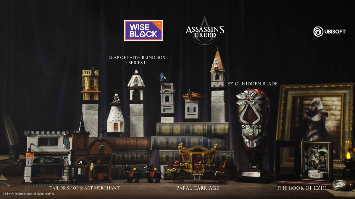 Wise Block has announced their new Assassin's Creed themed line of building blocks dedicated to Ezio Auditore! The line is currently made up of five elements: 🔴 Hidden Blade 🔴 "The Book of Ezio" 🔴 Leap of Faith Blind Box 🔴 Papal Carriage 🔴 Tailor Shop and Art Merchant Order link 👇