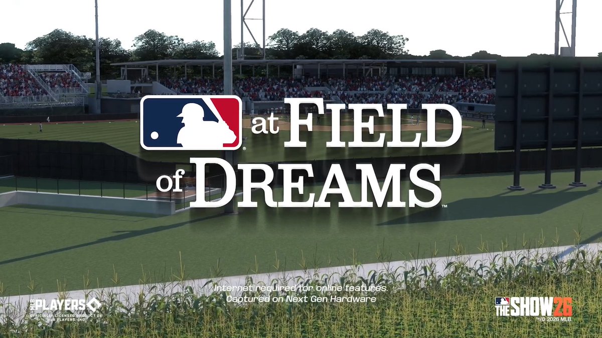 From the MLB stadiums to the cornfields, experience #MLBatFieldofDreams in MLB The Show 26. 🌽⚾ Step onto the diamond in The Show, then catch the real game tonight on Netflix Sports at 4:30 PM PT! 👀📺