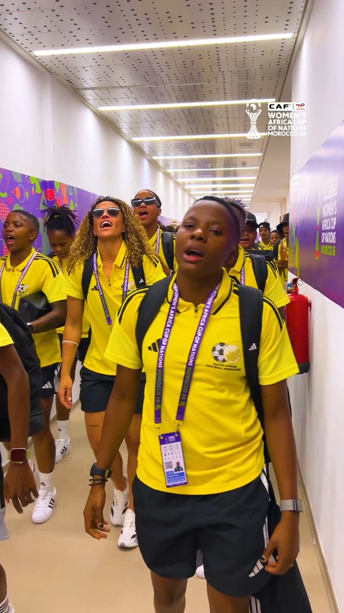 A Banyana Banyana entrance wouldn’t be complete without this. 🇿🇦🎶 #TotalEnergiesWAFCON2026 | #FIFAWWC