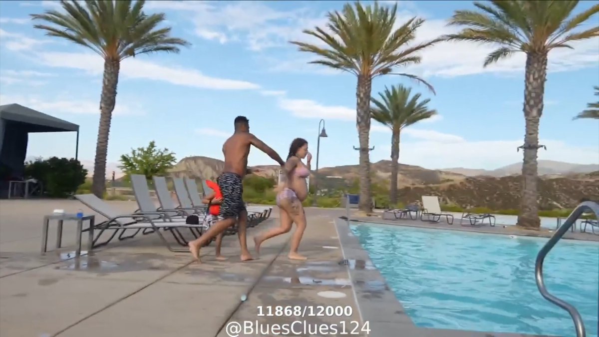 😅 Blueface is facing backlash online after kicking his girlfriend, Nevaeh, and her son in a pool.