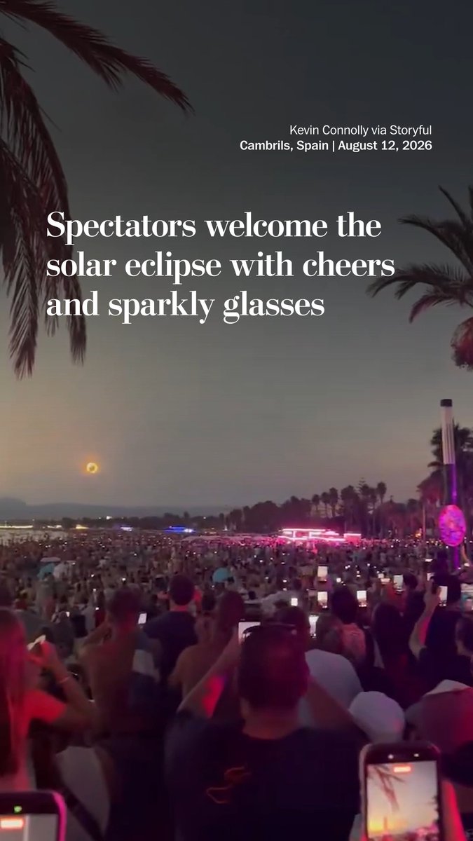 Onlookers cheered on the total solar eclipse on August 12, with footage showing spectators from across Spain cheering on the sun while decked out in adorned protective glasses.