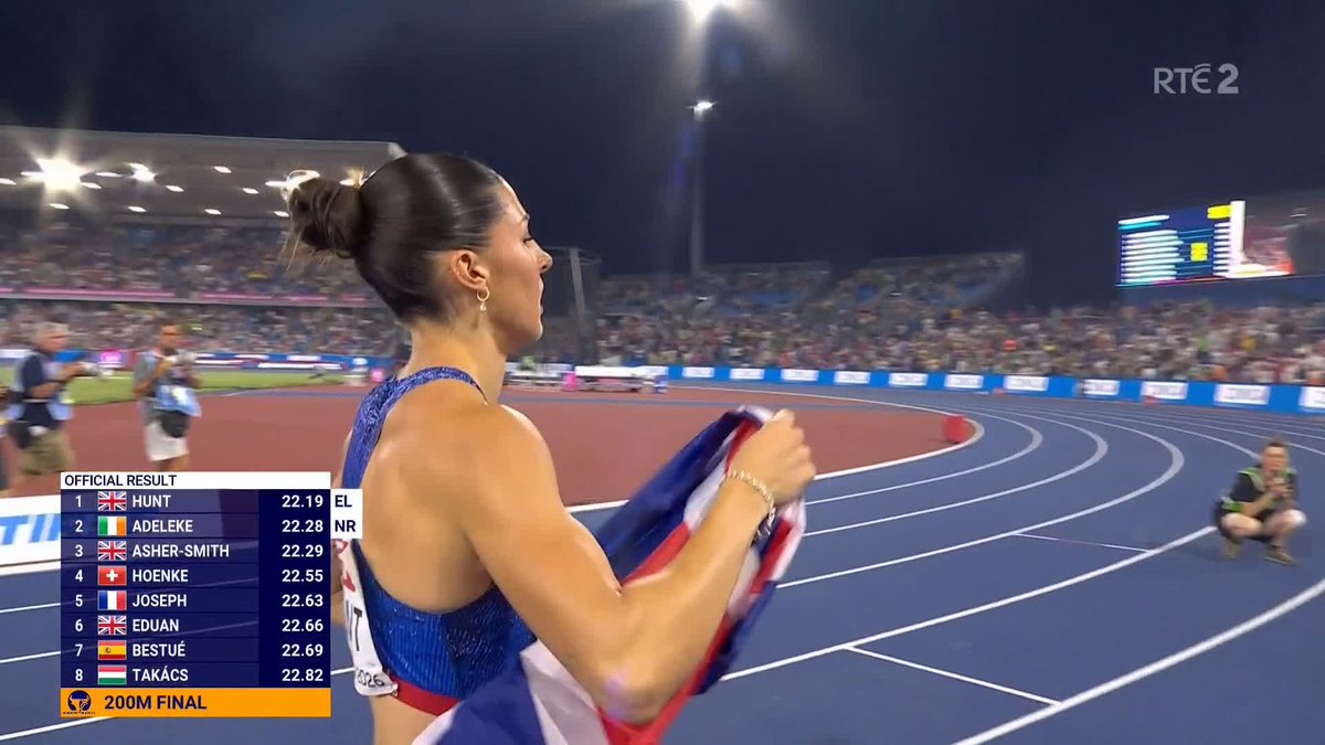 The medal rush continues! “Rhasidat Adeleke is back” The Irish athlete – hot on the heels of Mark English’s gold - has won the silver medal in the women's 200m at the European Athletics Championships in Birmingham.