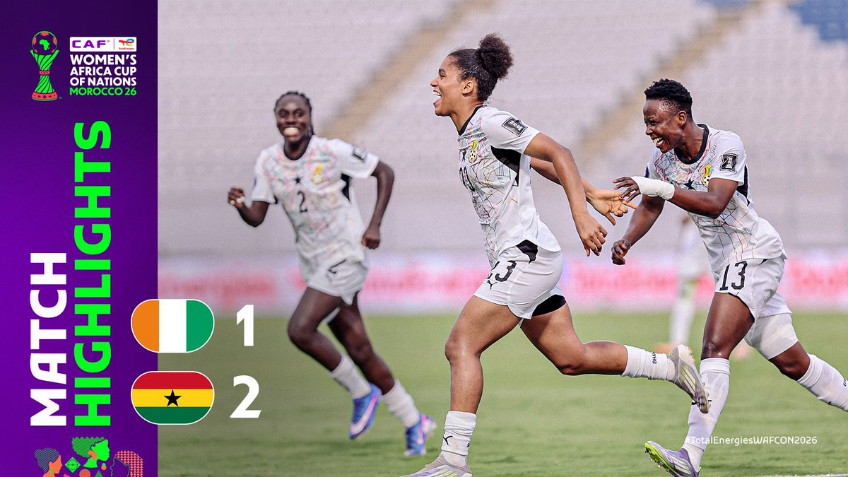 🎥 HIGHLIGHTS: 🇨🇮 1-2 🇬🇭 Ghana have booked their spot in the FIFA Play-Off Tournament. 🌍 #FIFAWWC | #TotalEnergiesWAFCON2026