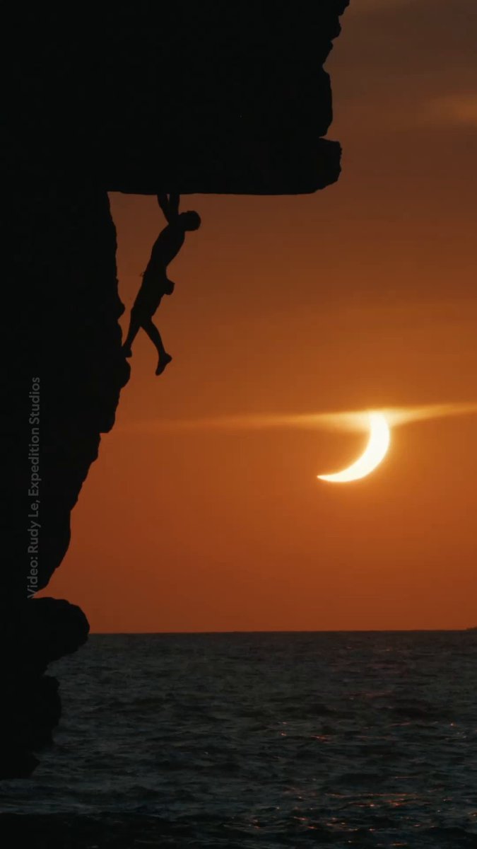 To celebrate Europe's first total solar eclipse in 27 years, National Geographic photographer Renan Ozturk, alongside Chris Burkard and Chris Sharma, captured the celestial event as Sharma took on a climb in Mallorca.