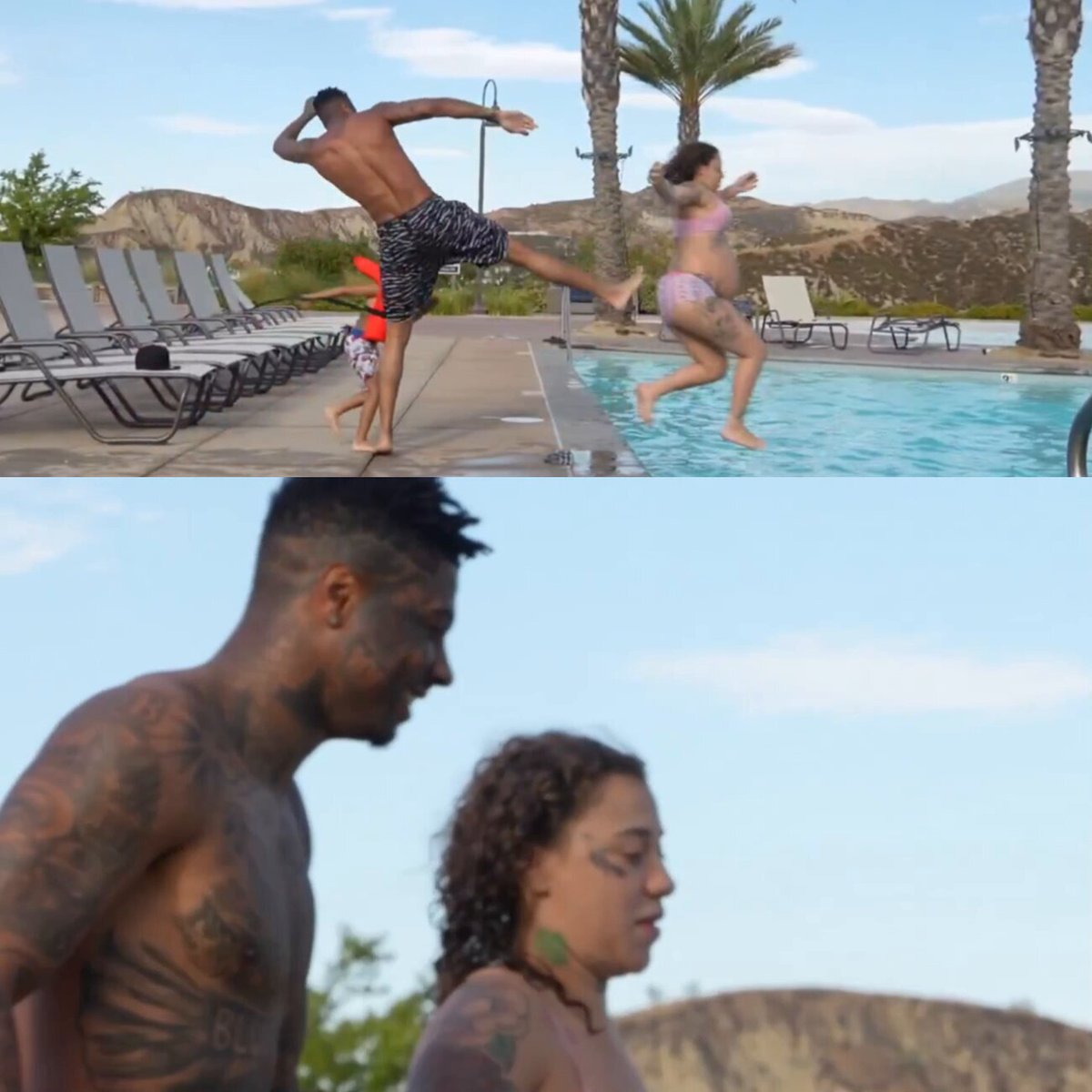 Police showed up at Blueface’s house after someone reported him for allegedly kicking his pregnant BM, Nevaeh into a pool on Live. 😳