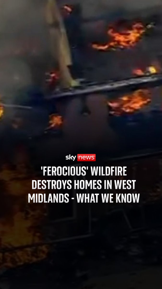 Homes have been burnt to the ground in Stourbridge in the West Midlands, as a grass fire that began near a golf course raged. Lisa Dowd Sky News reports