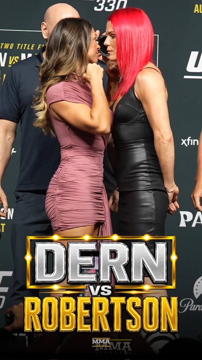Mackenzie Dern and Gillian Robertson face off after the #UFC330 press conference in Philadelphia